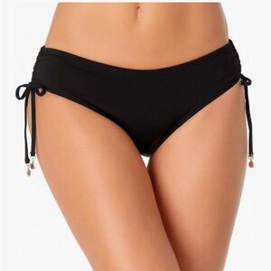 NWT Anne Cole Women's Live in Color Side Tie Bikini Swim Bottom Black Large